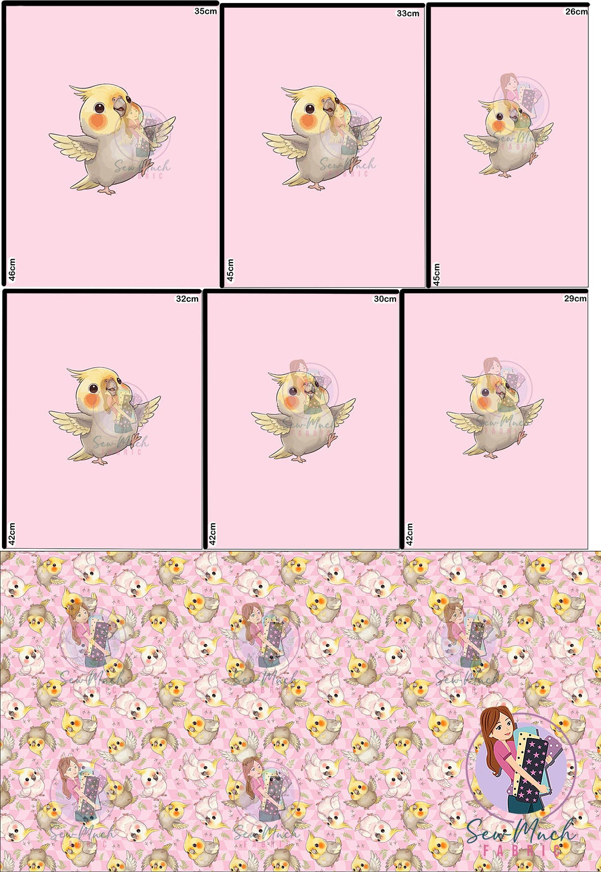 AUGUST Pre-Order (1): Cockatiel Pink 'PANEL FOR ROMPERS'