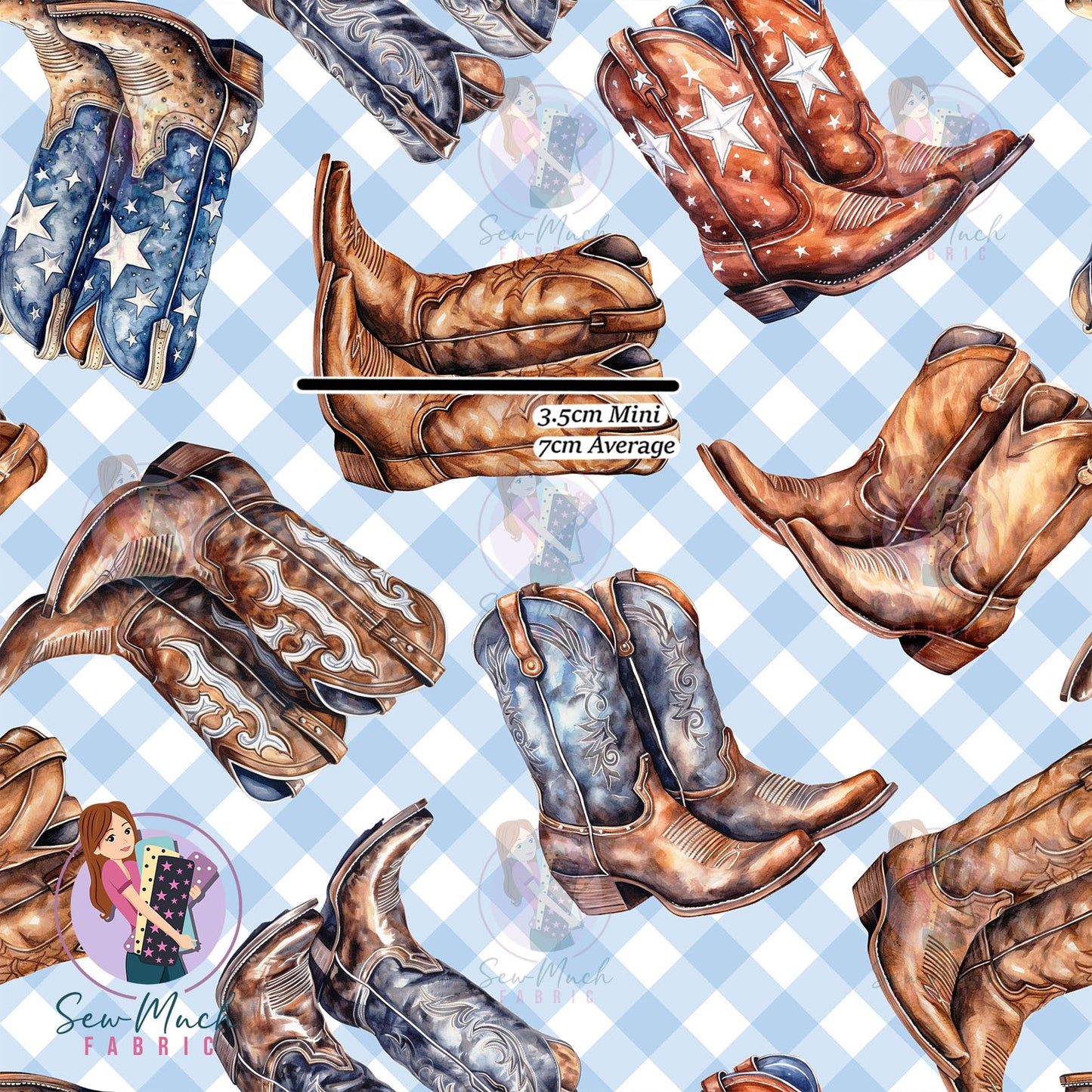 Unlimited Pre-Order: Cowboy Boots Blue Gingham