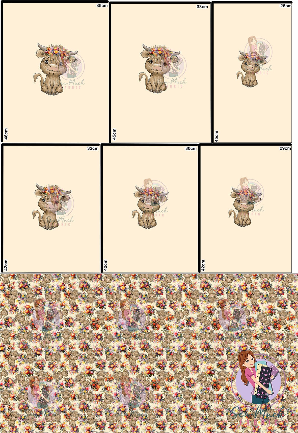 Unlimited Pre-Order: Highland Cow 76 'PANEL FOR ROMPERS'