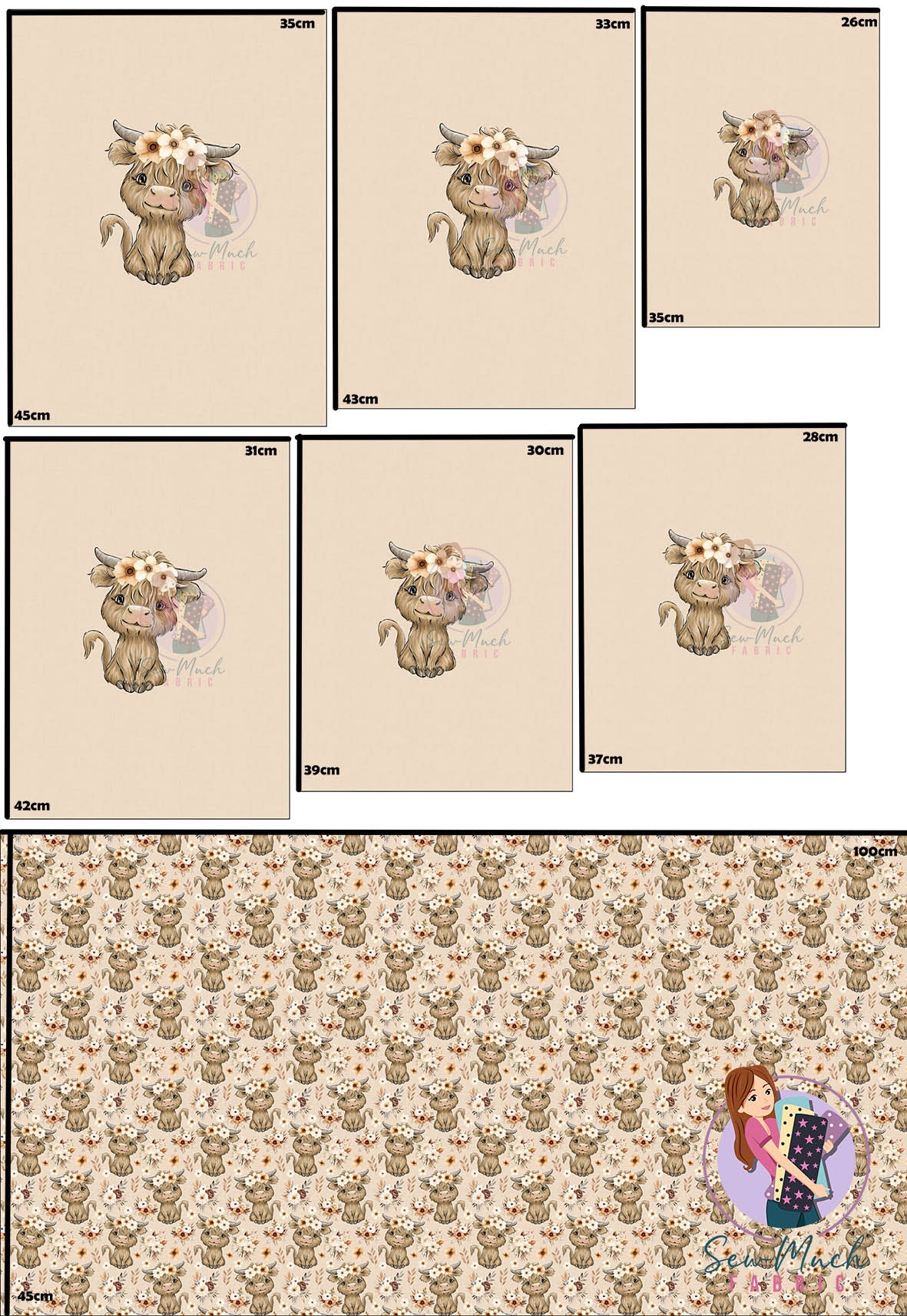 Unlimited Pre-Order: Highland Cow 66 'PANEL FOR ROMPERS'