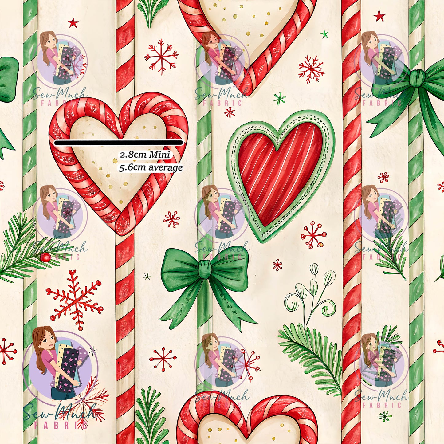 Christmas: Candy Cane Hearts | Woven | Retail | Average Scale