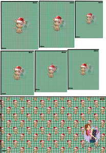 CHRISTMAS Pre-Order: Highland Cow Green Gingham 'PANEL FOR ROMPERS'