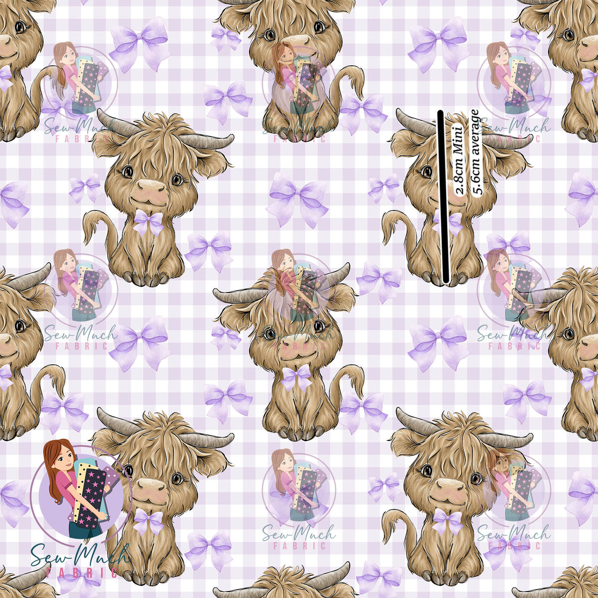 Highland Cows Purple Bows | Woven | Retail | Average Scale