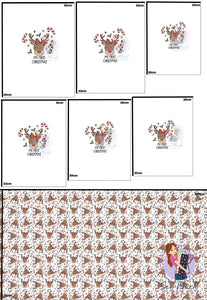 CHRISTMAS Pre-Order: Reindeer Bow First Christmas 'PANEL FOR ROMPERS'