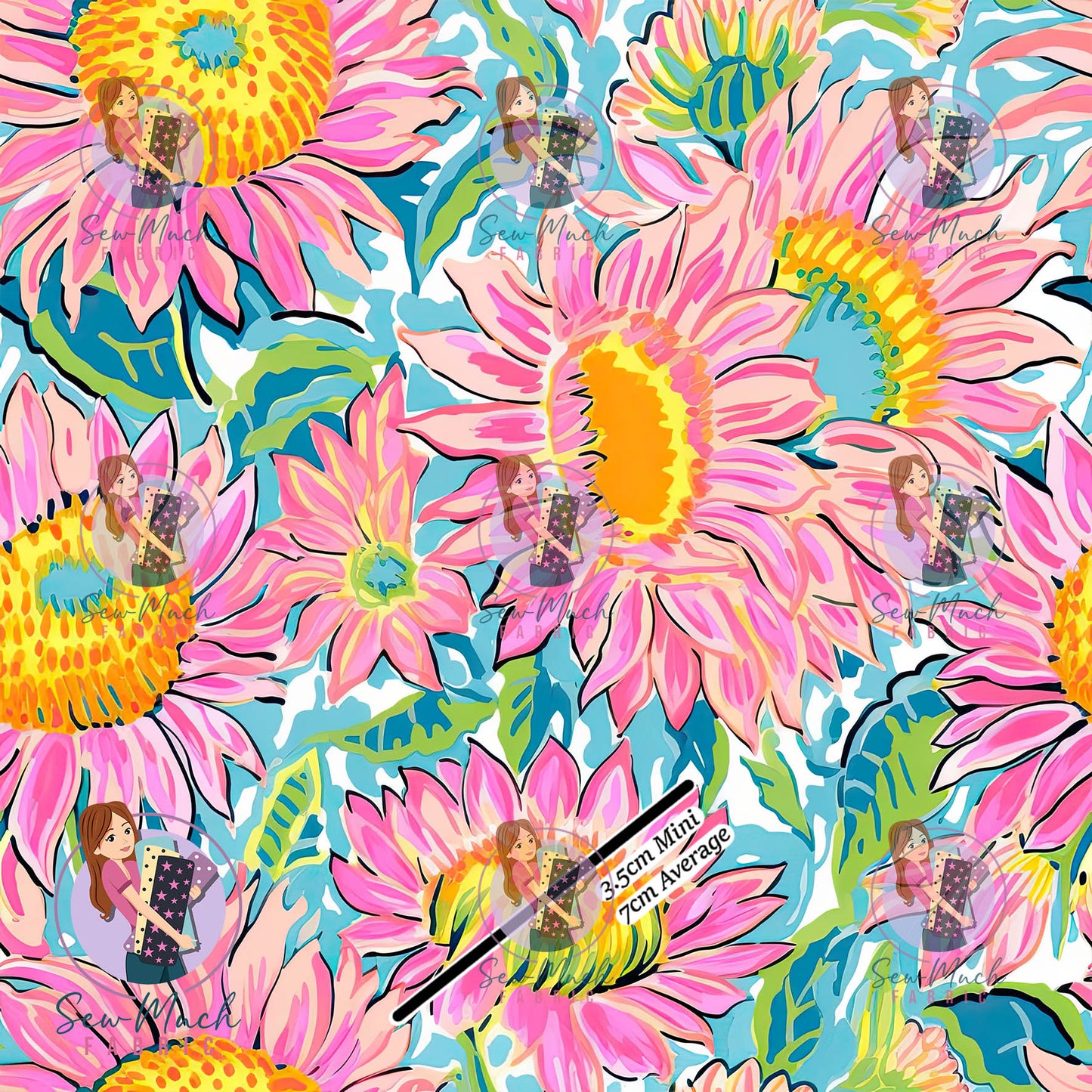 Pink Sunflowers | French Terry | Retail | Average scale