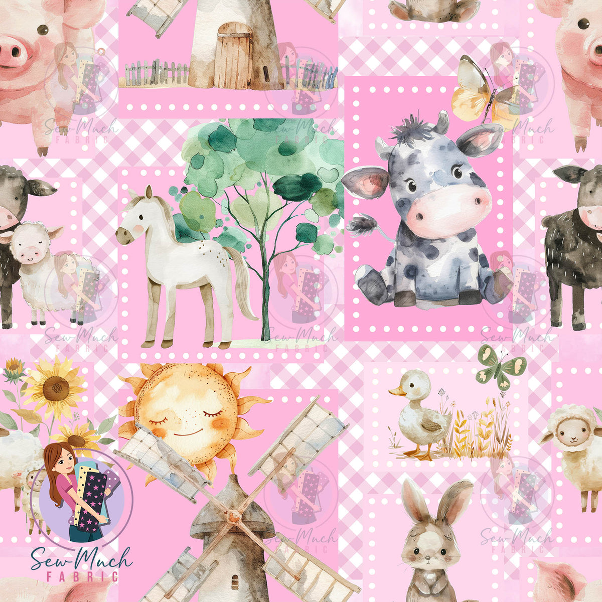 Farm Patchwork Pink | Woven | Retail | MINI Scale