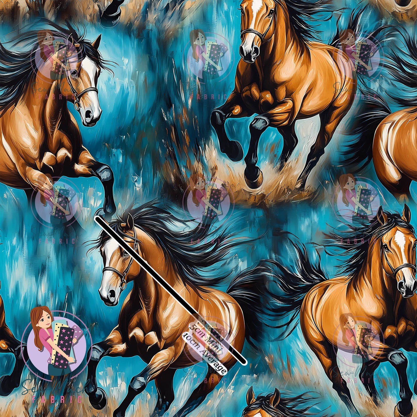 Horses Teal | Woven | Retail | MINI Scale
