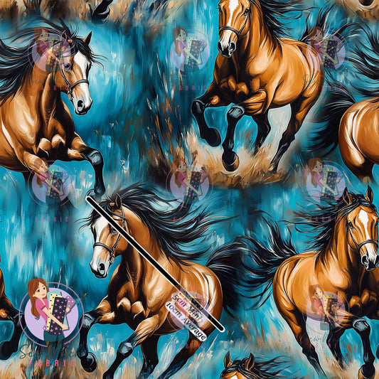 Horses Teal | Woven | Retail | MINI Scale