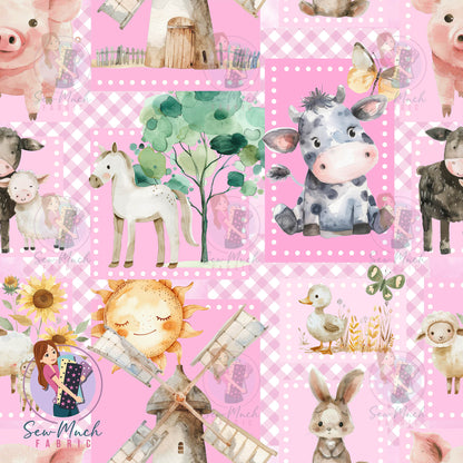 Farm Patchwork Pink | Woven | Retail | Average Scale