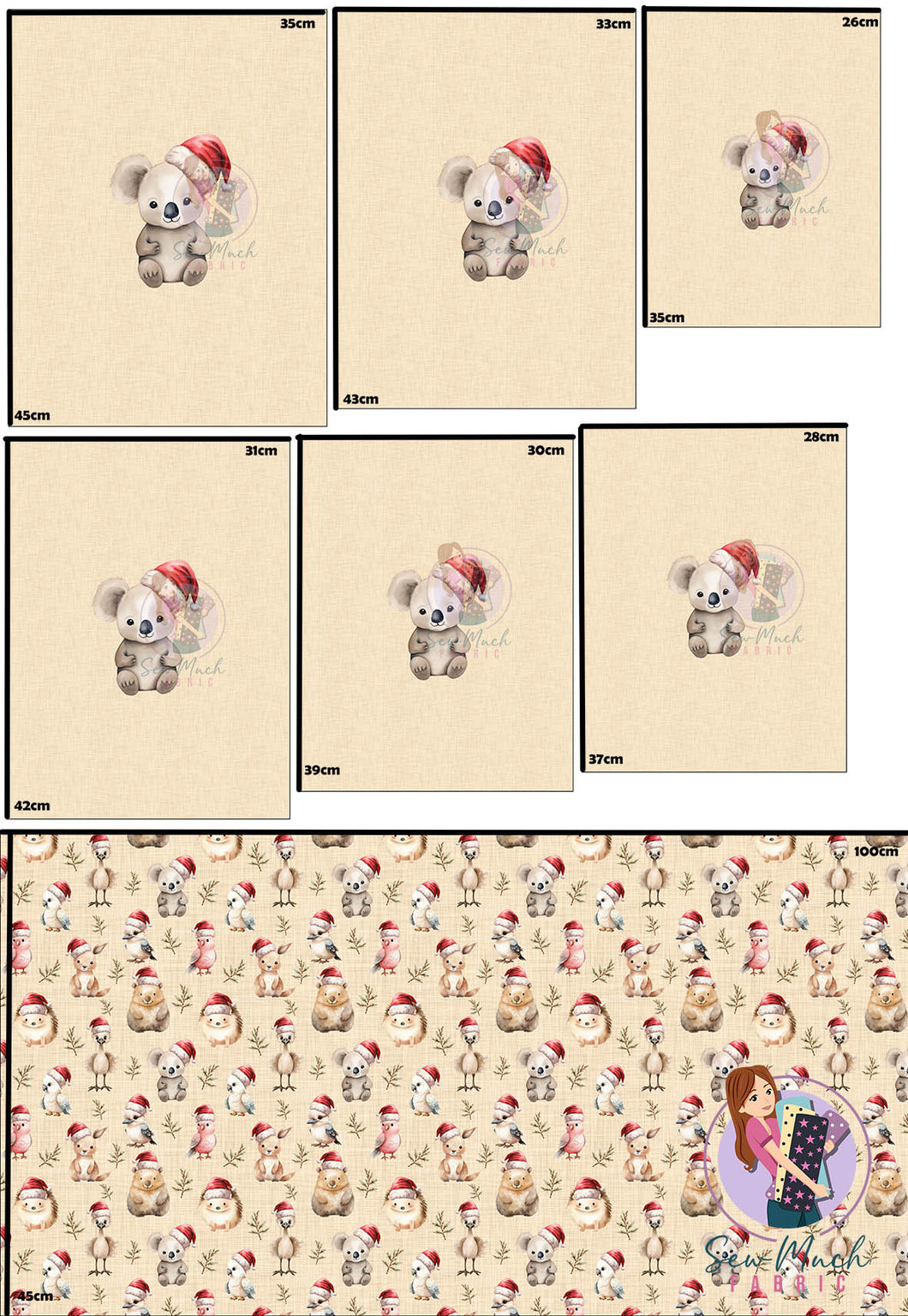 CHRISTMAS Pre-Order: Australian Animals Beige 'PANEL FOR ROMPERS'