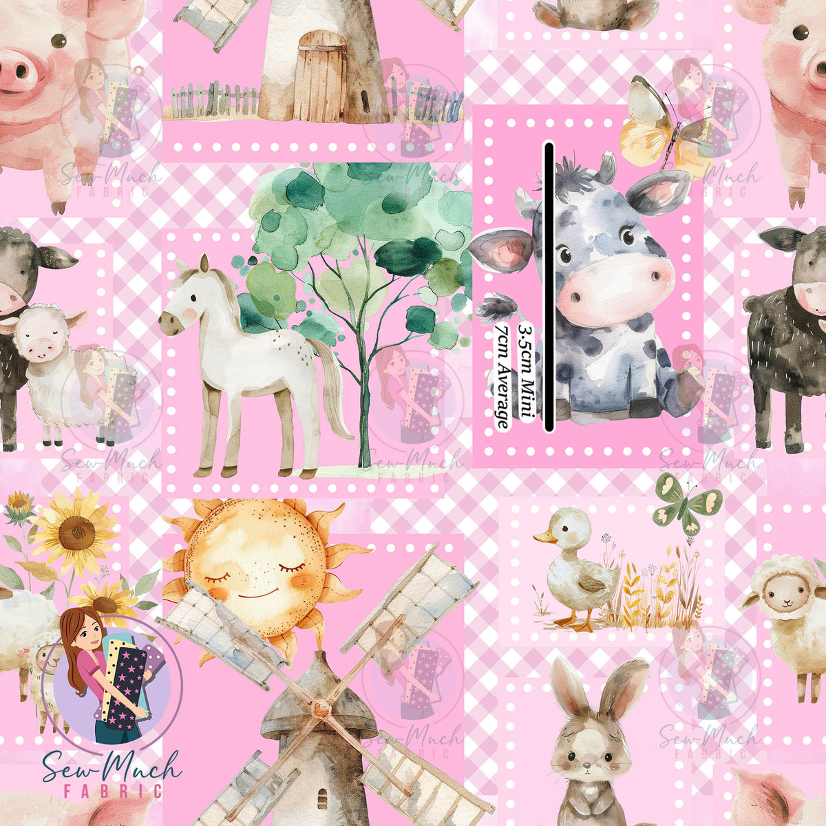 Farm Patchwork Pink | Woven | Retail | Average Scale