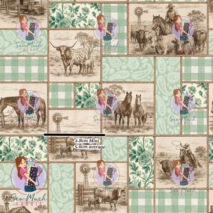 Western Patchwork Vintage Green | Woven | Retail | Average Scale