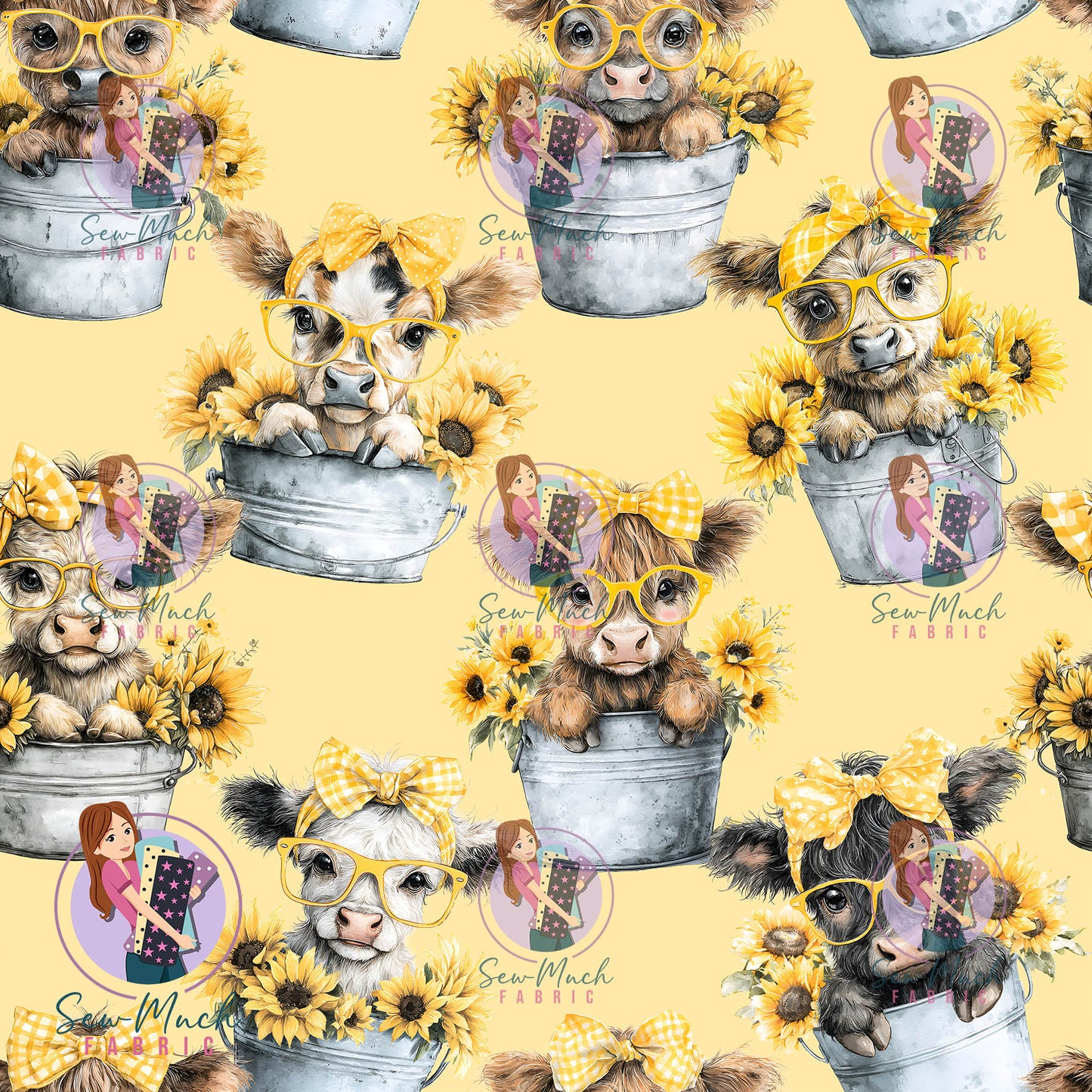 Highland Cow Bucket Yellow | Woven | Retail | MINI Scale