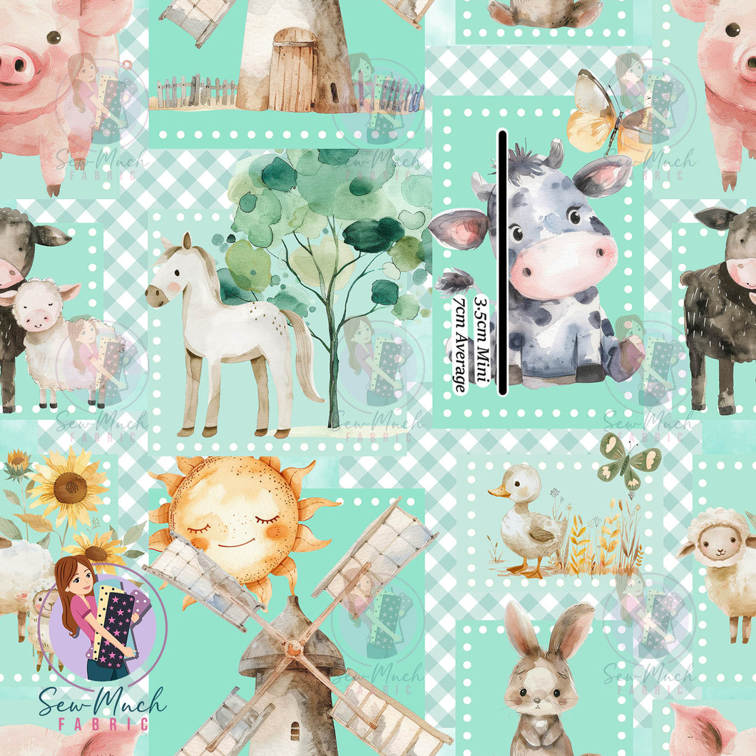 Farm Patchwork Mint | Woven | Retail | MINI Scale