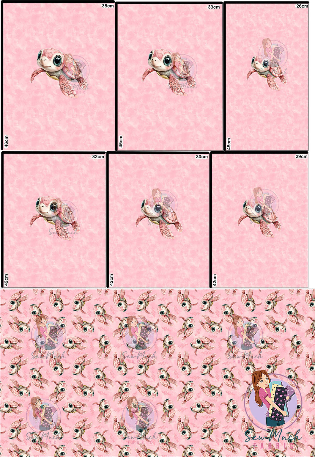 NOVEMBER Pre-Order (2): Pink turtles 'PANEL FOR ROMPERS'