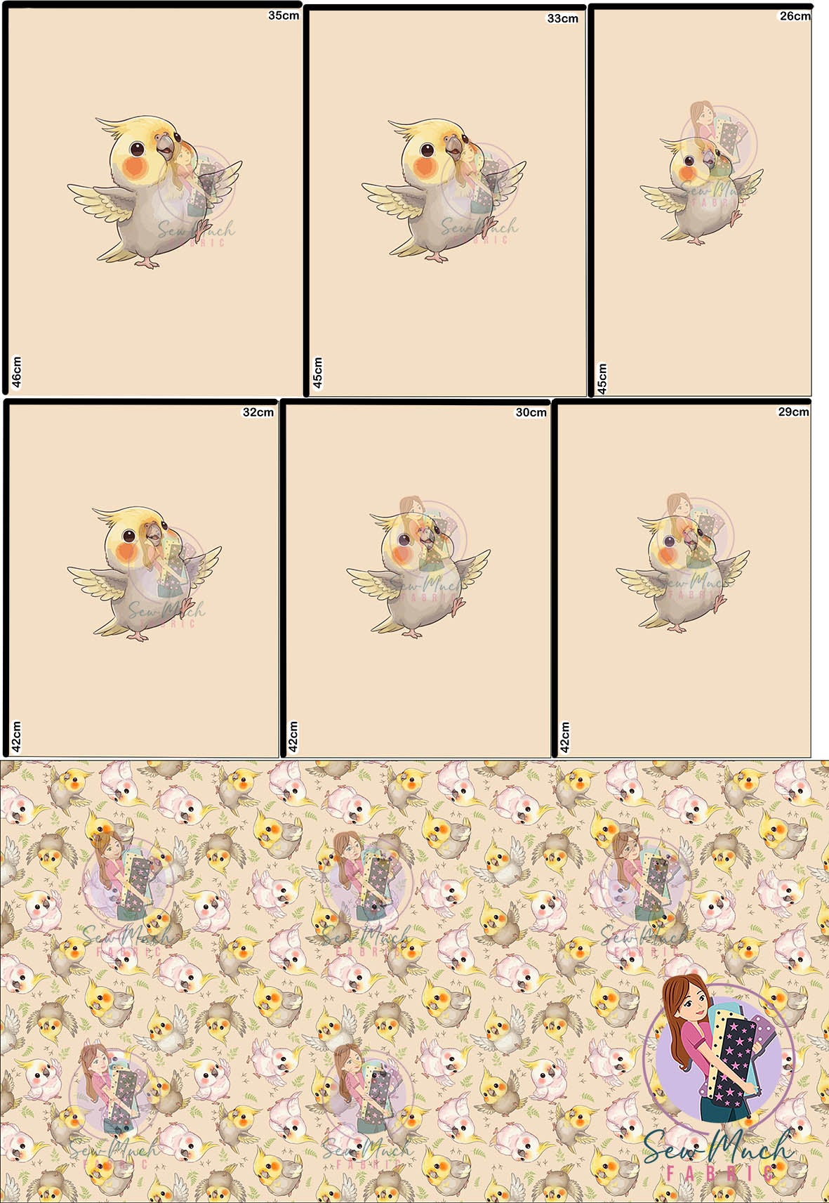 AUGUST Pre-Order (1): Cockatiel Beige 'PANEL FOR ROMPERS'