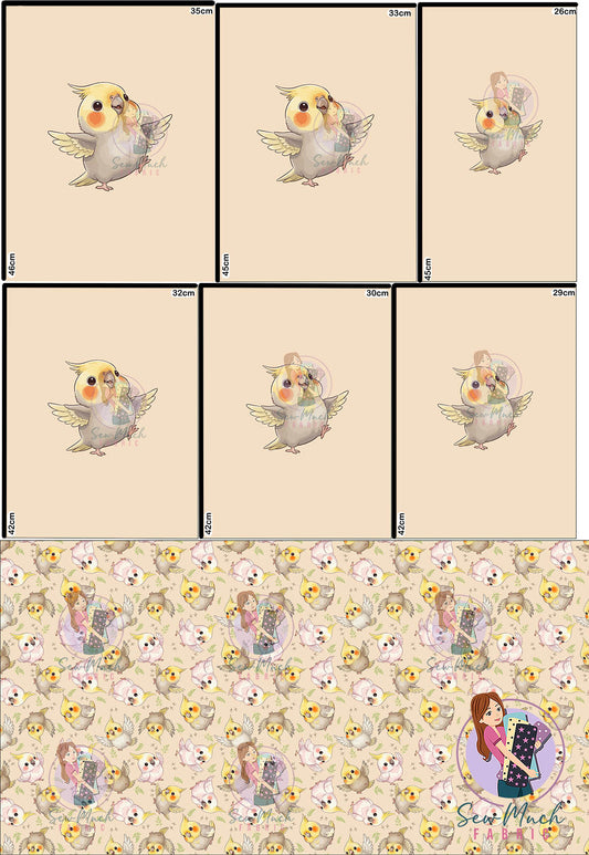 AUGUST Pre-Order (1): Cockatiel Beige 'PANEL FOR ROMPERS'