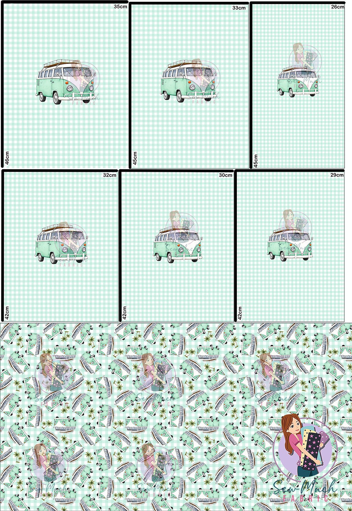 JULY Pre-Order (1): Retro Camper Aqua Green 'PANEL FOR ROMPERS'