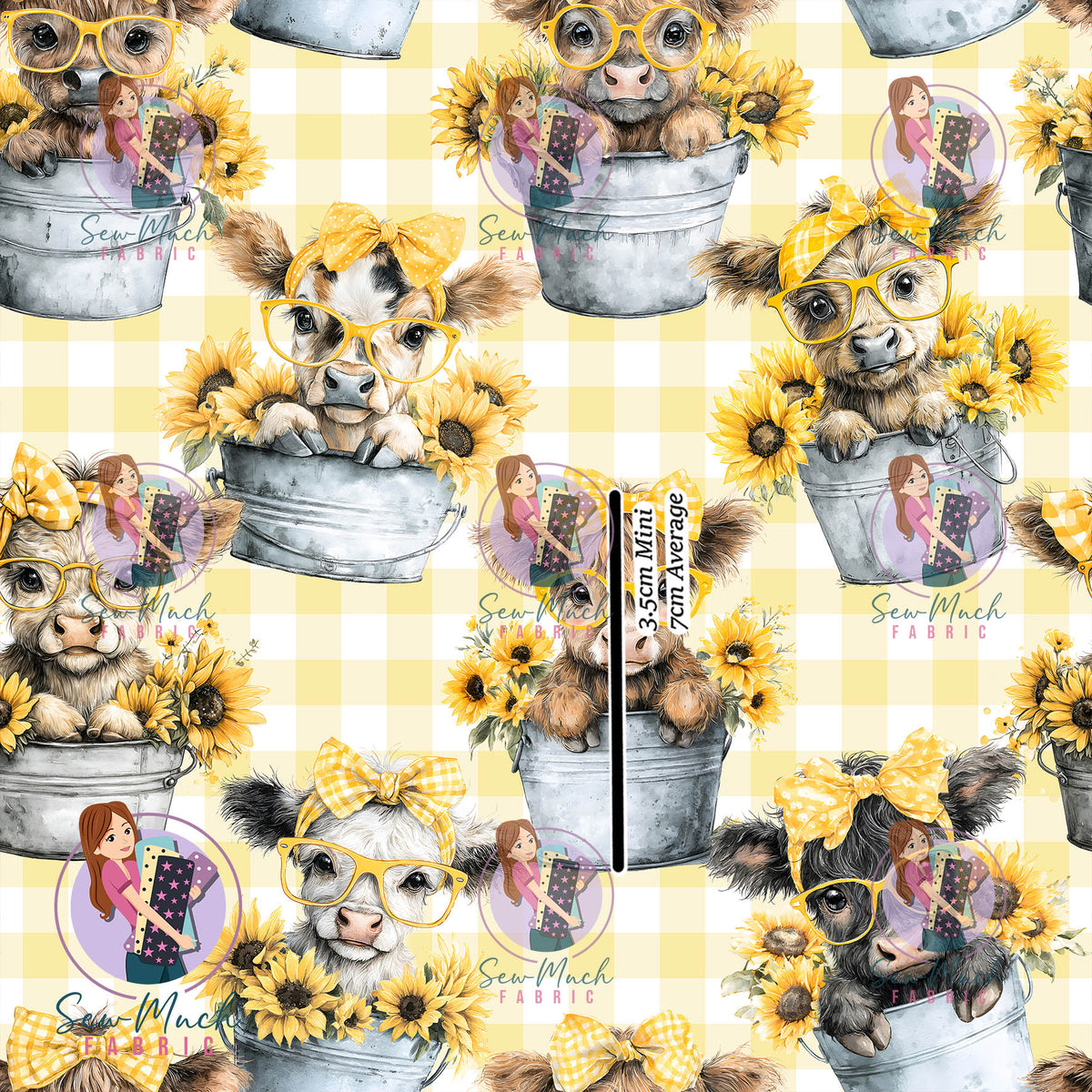 Cows Sunflower Buckets | Woven | Retail | Average Scale