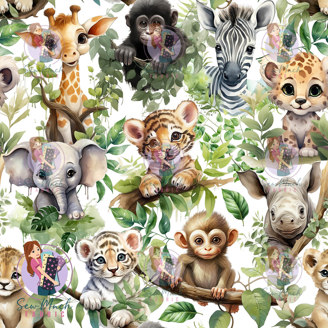 Jungle Animals White | Bamboo | Retail | Average Scale