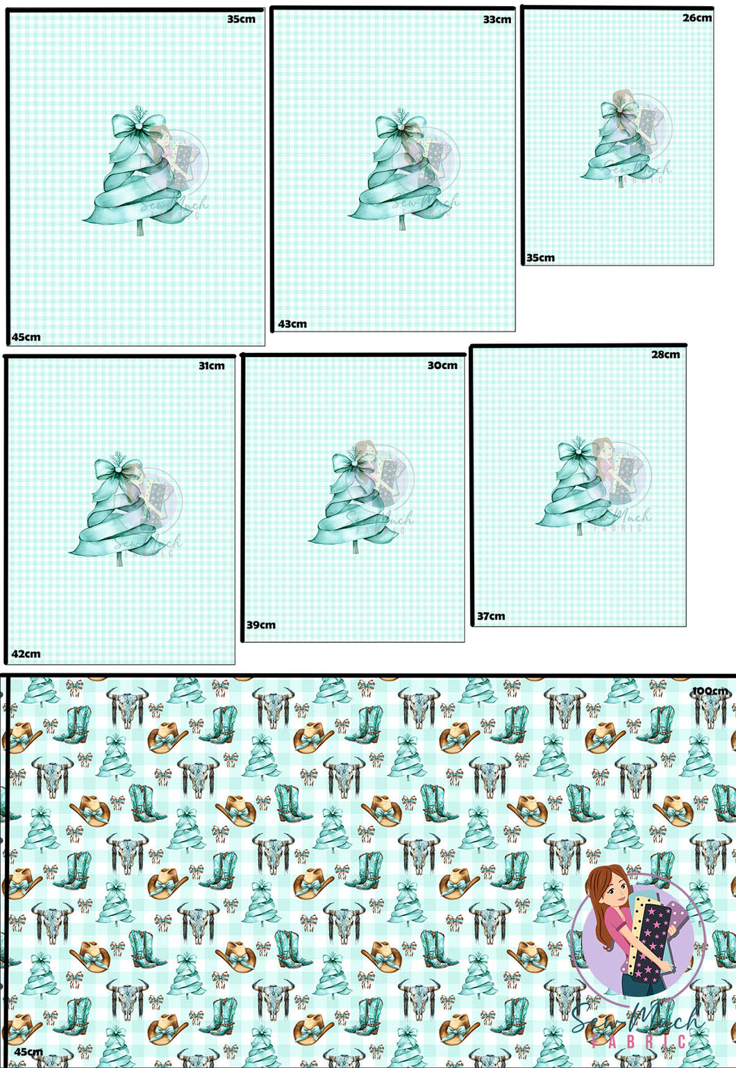 CHRISTMAS Pre-Order: Western Aqua 'PANEL FOR ROMPERS'
