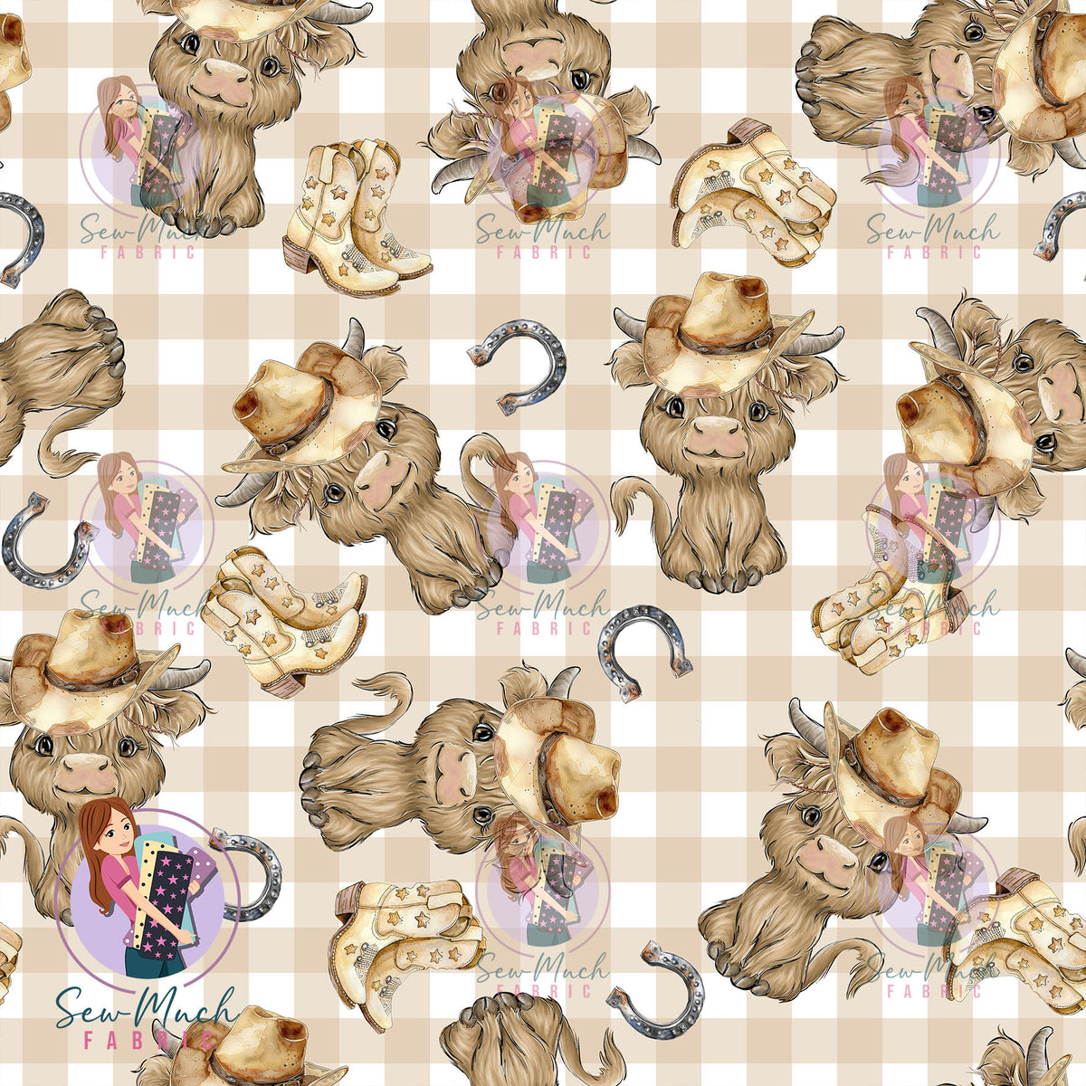 Highland Cows Gingham Boots | MINKY | Retail | Average Scale
