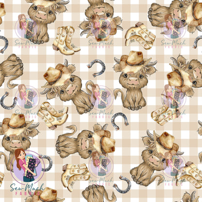 Highland Cows Gingham Boots | MINKY | Retail | Average Scale