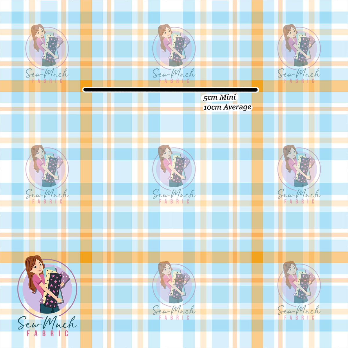 Blue & Orange Plaid | Woven | Retail | MINI Scale
