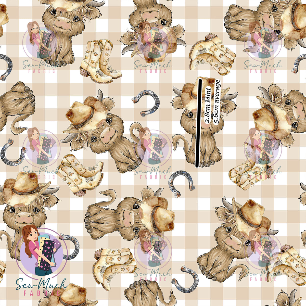 Highland Cows Gingham Boots | MINKY | Retail | Average Scale