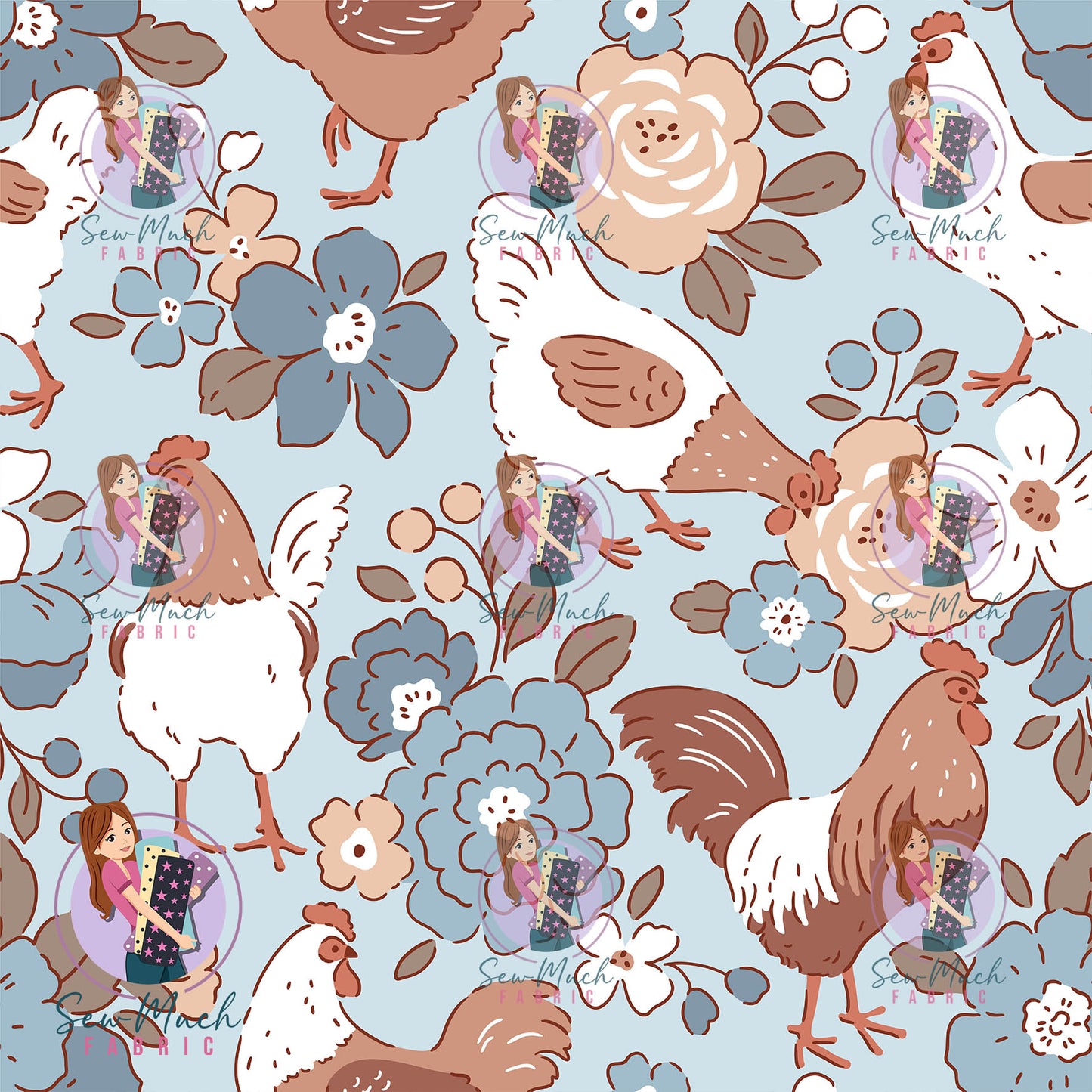 AUGUST Pre-Order (1): Floral Chickens Blue