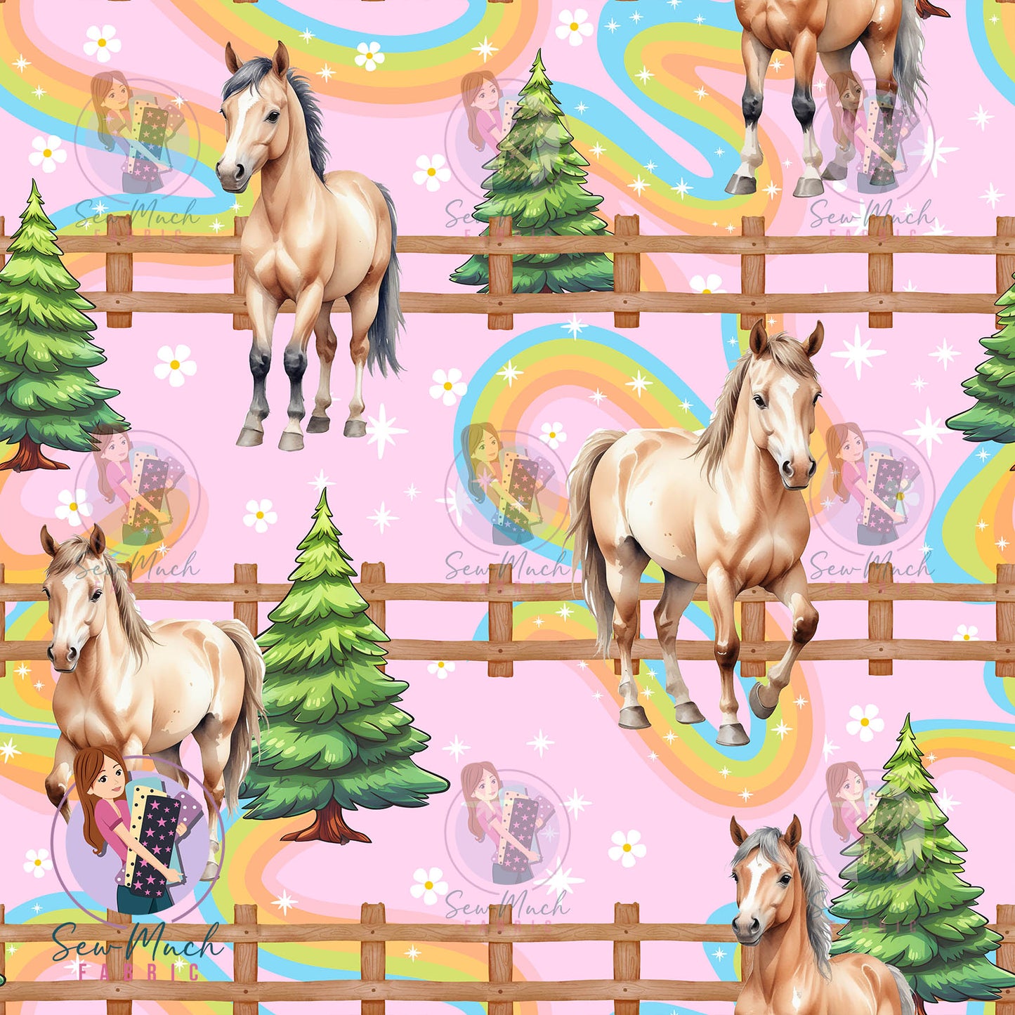 Horses PINK | Woven | Retail | Average Scale
