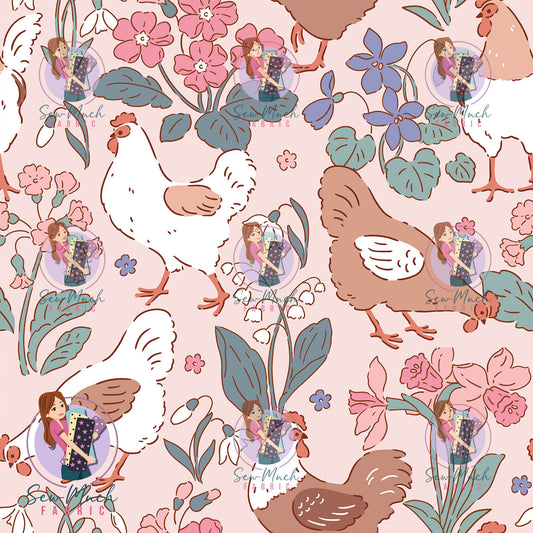 AUGUST Pre-Order (1): Floral Chickens Pink