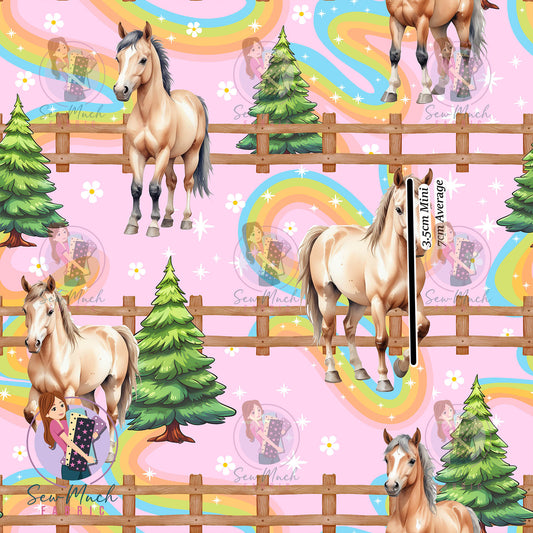 Horses PINK | Woven | Retail | MINI Scale