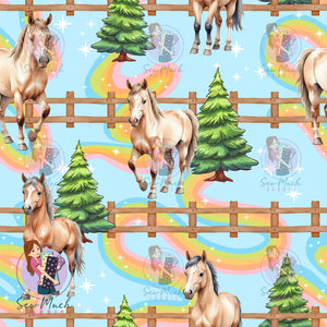 Horses BLUE | Knit 220gsm | Retail | Average Scale