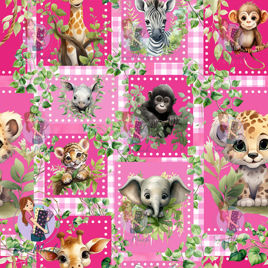 Jungle Animals Pink | Woven | Retail | MINI Scale
