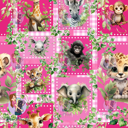Jungle Animals Pink | French Terry | Retail | Average scale