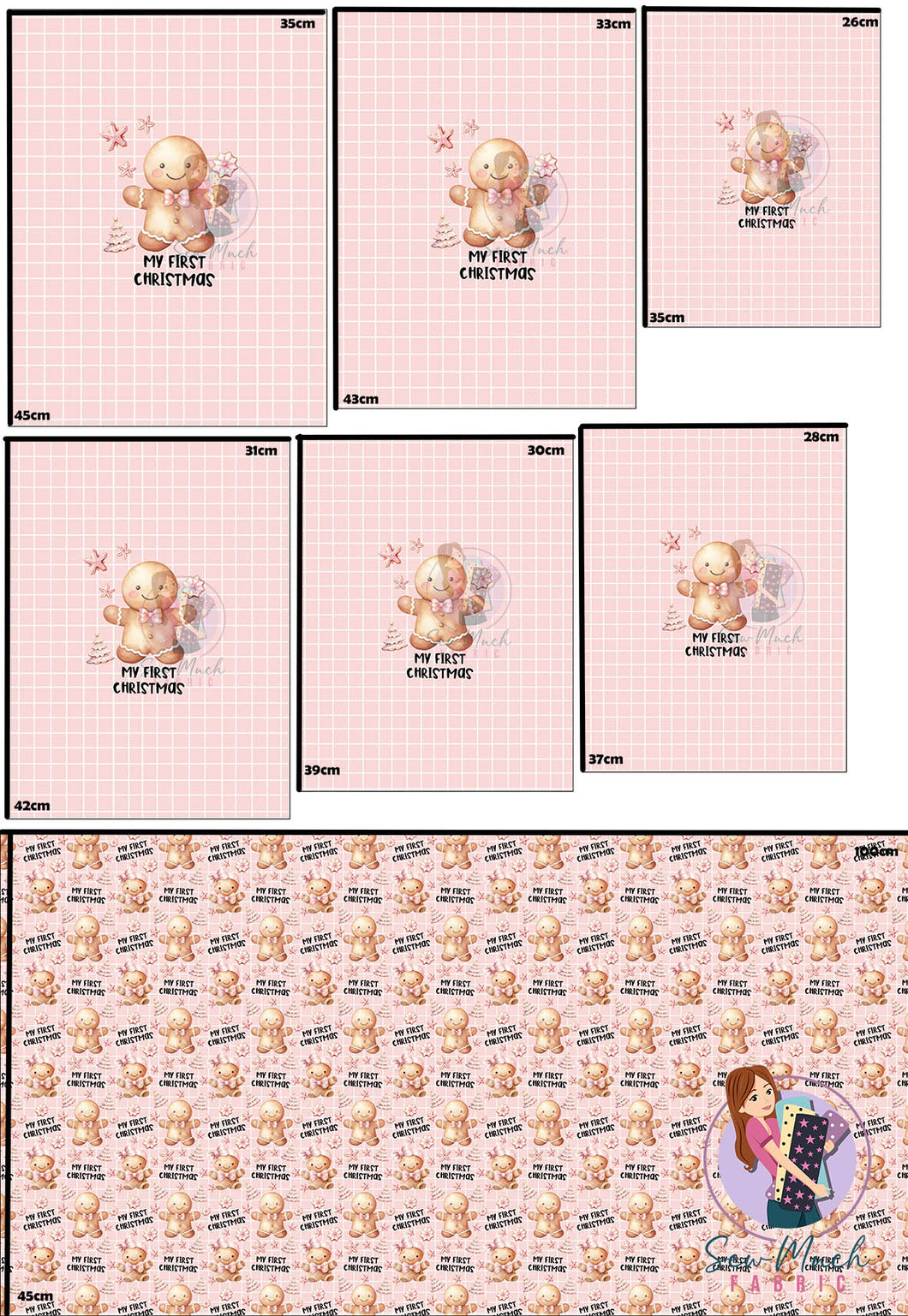 CHRISTMAS Pre-Order: My First Christmas Pink 'PANEL FOR ROMPERS'