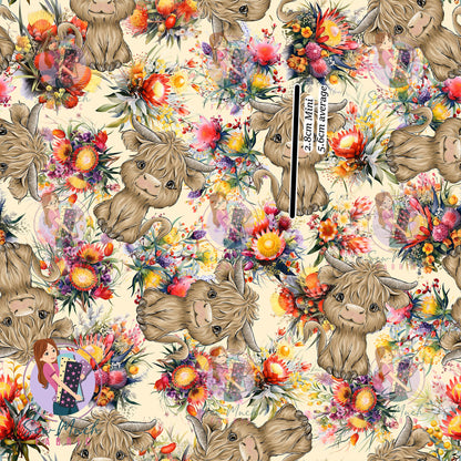 Highland Cows Aussie Floral | Woven | Retail | Average Scale