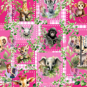 Jungle Animals Pink | Woven | Retail | MINI Scale