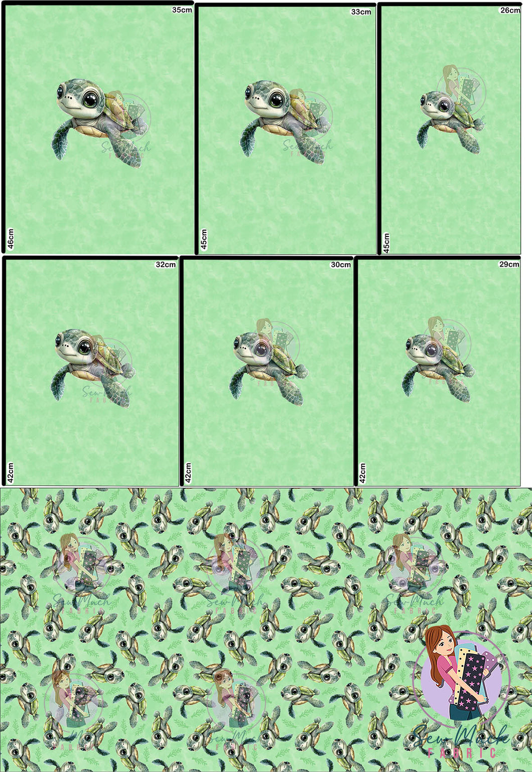 NOVEMBER Pre-Order (2): Green turtles 'PANEL FOR ROMPERS'