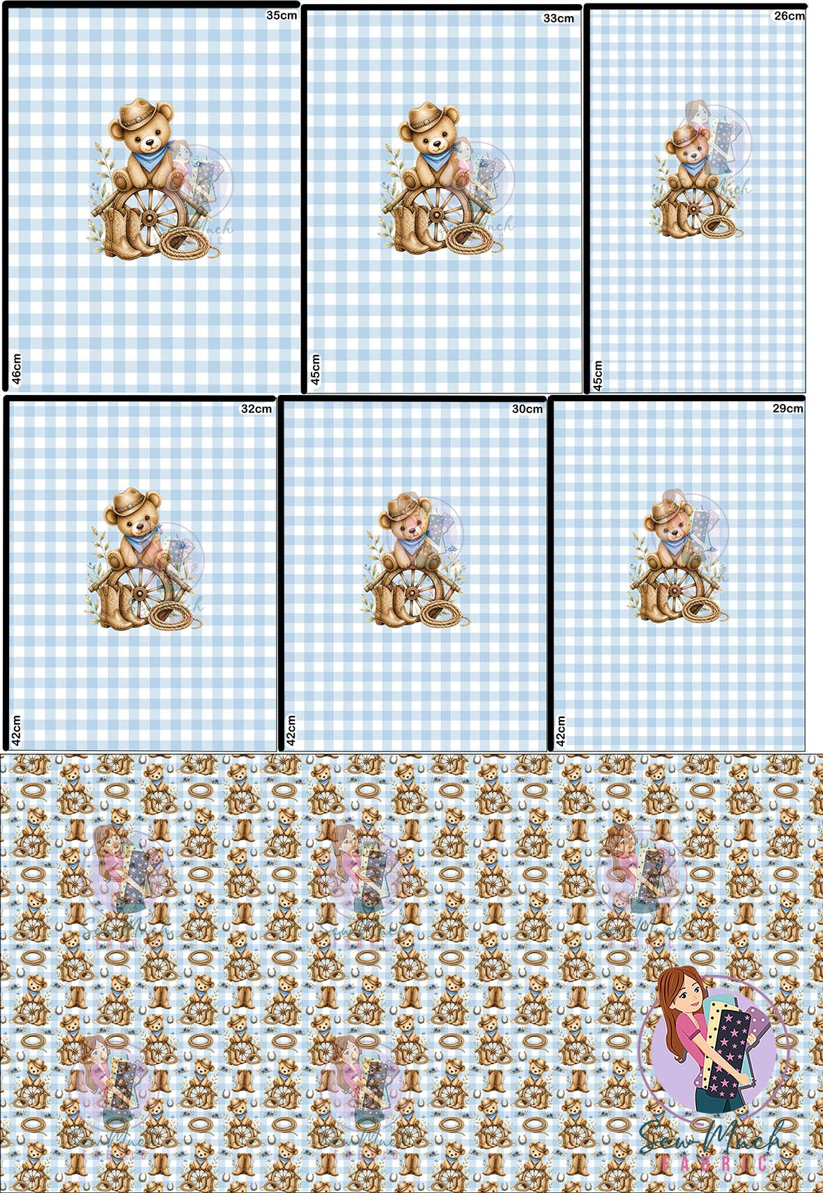 JULY Pre-Order (1): Western Teddy 'PANEL FOR ROMPERS'