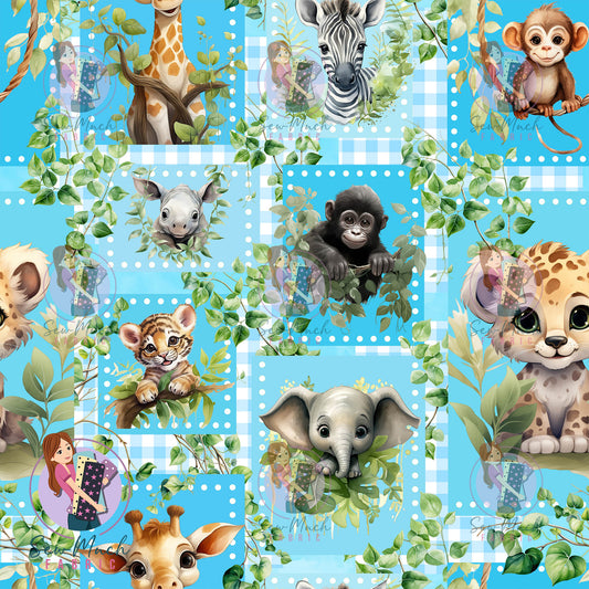 Unlimited Pre-Order: Jungle Animals Blue Patchwork