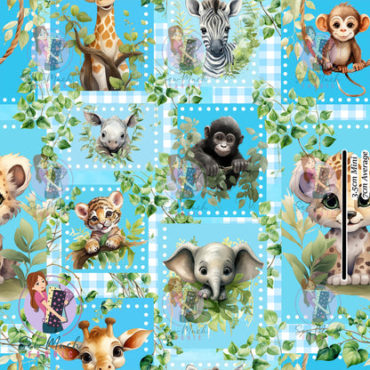 Unlimited Pre-Order: Jungle Animals Blue Patchwork