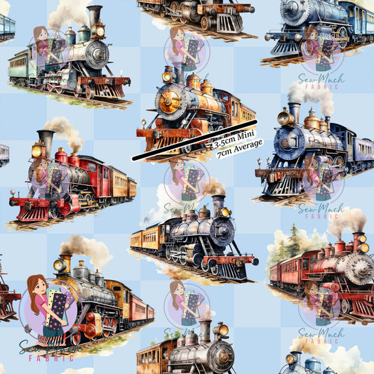 Trains Blue | Woven | Retail | MINI Scale