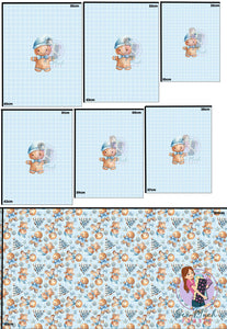 CHRISTMAS Pre-Order: Gingerbread Blue 'PANEL FOR ROMPERS'