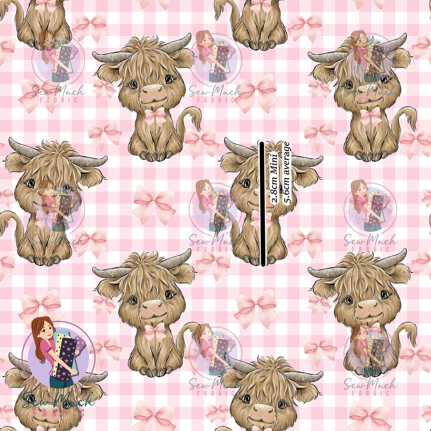 Highland Cows Pink Bows | Woven | Retail | Average Scale