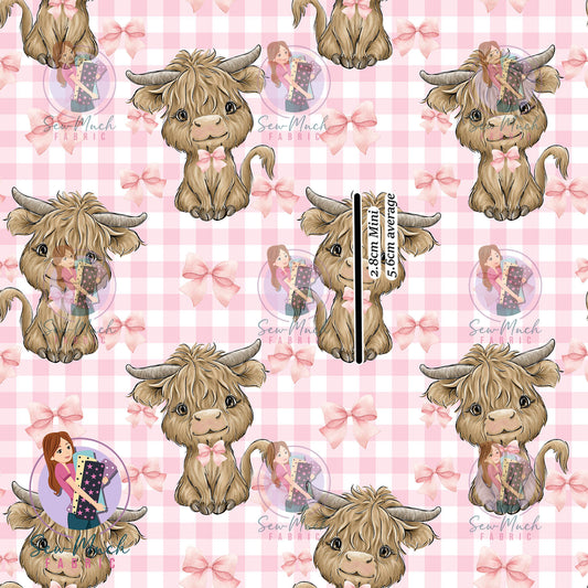 Highland Cows Pink Bows | Woven | Retail | Average Scale