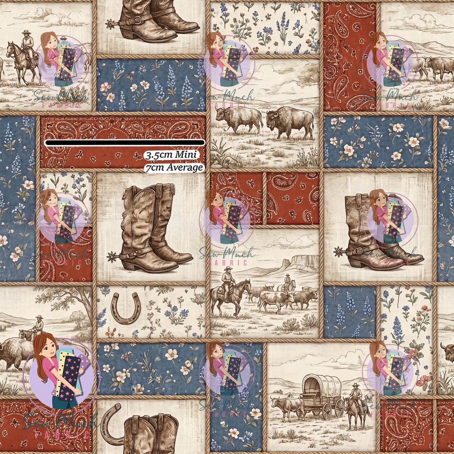 Western Patchwork | French Terry | Retail | Average scale