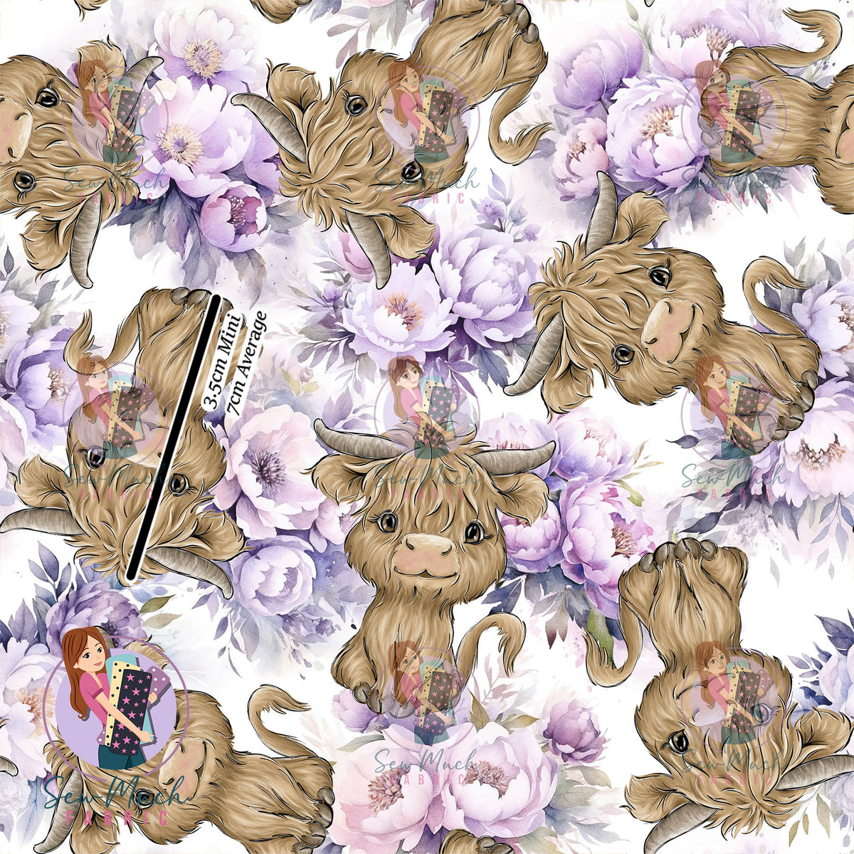 Highland Cows Purple Floral | Woven | Retail | Average Scale