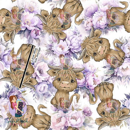 Highland Cows Purple Floral | Woven | Retail | Average Scale